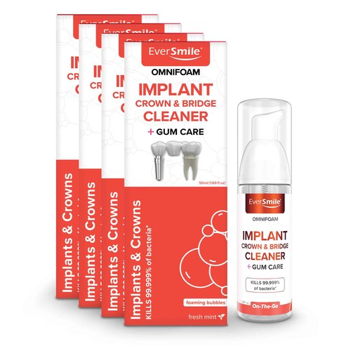 Eversmile OmniFoam Dental Cleaner – Cleaning Foam for Implants, Crowns, and Bridges – Pack of 4, 50ml Bottle