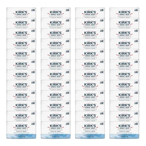 Kirk's Castile Bar Soap for Men, Women & Children - Made with Premium Coconut Oil, Sensitive Skin Formula, Vegan, Non GMO, Original Fresh Scent, 4 oz. Bars, 48 Pack