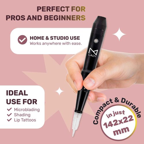 M Permanent Makeup Machine - Microblading Machine, Eyebrow Tattoo Machine - Microshading, Lip, Ombre Brows Machine - Wireless Machine Kit - Achieve Flawless Results (Machine, Pink)