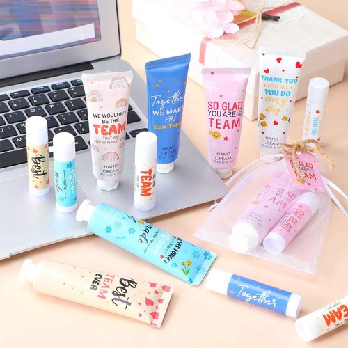 Dansib 48set/192pcs Best Team Ever Gifts Christmas Bulk Gifts for Coworkers Women Employee Appreciation Gift Christmas Party Favors Xmas Stocking Stuffers Items Travel Hand Lotion and Lip Balm Set