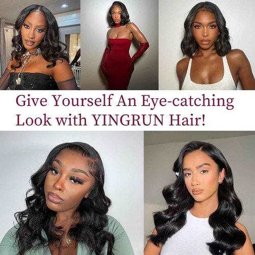 Bob Wig 13x4 Body Wave Lace Front Human Hair Wig 180% Density Natural Black Pre Plucked With Baby Hair for Black Women 16 Inch