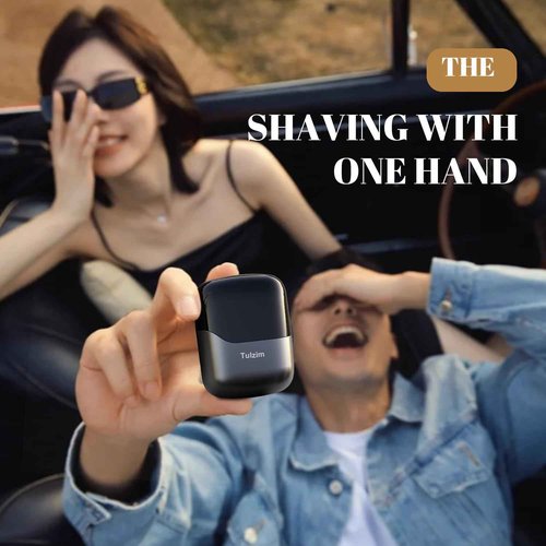 Tulzim Electric Foil Shaver for Men: Mini Electric Razor for Face - IPX7 Waterproof Cordless Razor with LED Display - 3 Floating Blade USB-C Fast Rechargeable for Travel & Home - Carbon Gray