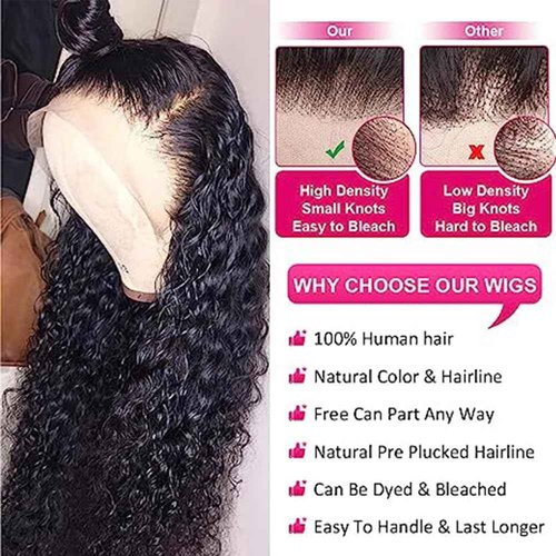 Glueless Wigs Human Hair Pre Pluck 180% Density 13x4 Wet and Wavy Water Curly HD Lace Front Wigs Human Hair Pre Pluck with Baby Hair Wigs for Black Women (28inch）