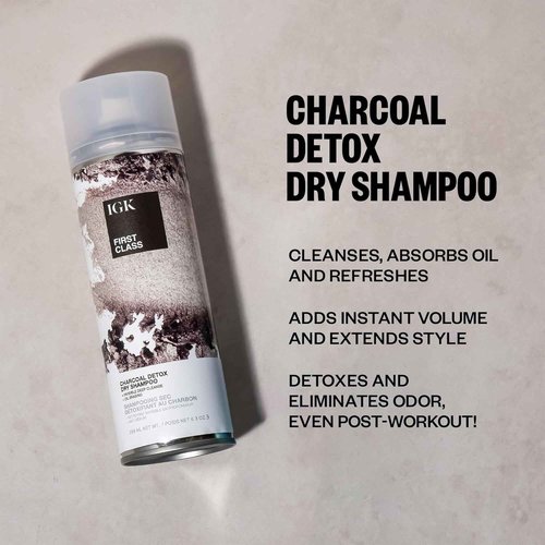 IGK FIRST CLASS Charcoal Detox Dry Shampoo | Volume + Soothes Scalp + Balance Oil | Vegan + Cruelty Free | 6.3 oz (Pack of 2)