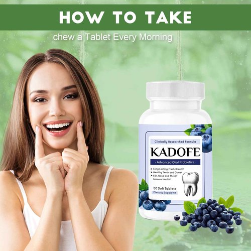 Kadofe Oral Probiotics for Teeth and Gums & Fresh Breath - Gum Restore & Bad Breath Treatment for Adults |3.5 Billion Advanced Oral Probiotics for Bad Breath, Chewable 30 Tablets (Mixed-4pcs)