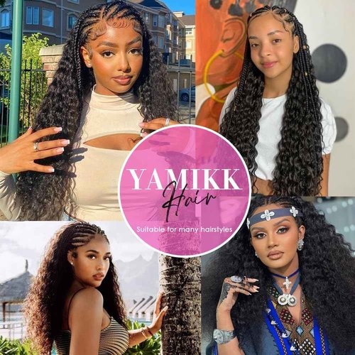 Yamikk Human Braiding Hair for Boho Braids No Weft 18 Inch Curly Boho Hair for Braiding Knotless 12A Deep Wave Bulk Bohemian Human Hair 1 Bundle/80g