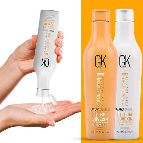 Global Keratin GK HAIR Shield Shampoo and Conditioner Duo (240ml/ 8.11 fl. oz) | Organic Argan Oil Hair Serum 50ml For Frizz Control Dry Damage Hair Repair