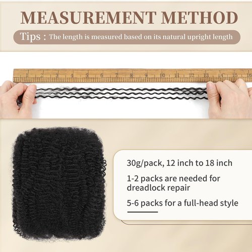 Afro Kinkys Bulk Human Hair for Mini Twist, Braiding, Loc Repair, Kinky Curly Hair, Natural Afro Bulk for Dreadlocks 3 Packs 90 Gram Natural Black Color(1B, 18 Inch）