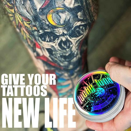 LuckyLuna Organic Tattoo Aftercare,48ct Individual units for ReSale in Dispenser Box, All-Natural, No-Petroleum Balm, Fragrance-Free, Brightener Moisturizer for Color Longevity