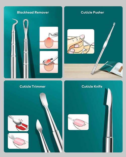 Manicure Set, Pedicure Sets, Nail Clipper Sets, Stainless Steel Professional Nail Cutter Kits with Travel Case (12 Count)