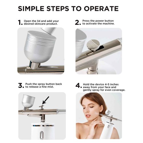 Facial Oxygen Spray Machine - Rechargeable Handheld High Pressure Facial Micro-Nano Mist Injector Sprayer - Portable Cordless Spray Gun Compressor Nano Facial Steamer