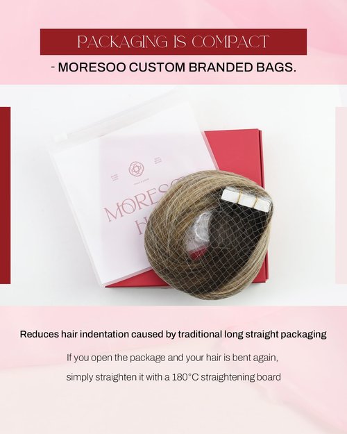 Moresoo Blonde Tape in Hair Extensions Real Human Hair Light Brown Mix with Platinum Blonde Tape in Human Hair Extensions Invisible Glue in Extensions Human Hair 24 Inch #P9A/60 20pcs 50g