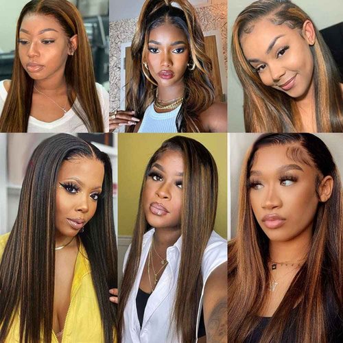 P4/30 Highlight Straight Bundles Brown Human Hair 3 Bundles Brazilian 100% Unprocessed Virgin Extensions Double Weft Bundle Piano Color 24 26 28 Inch