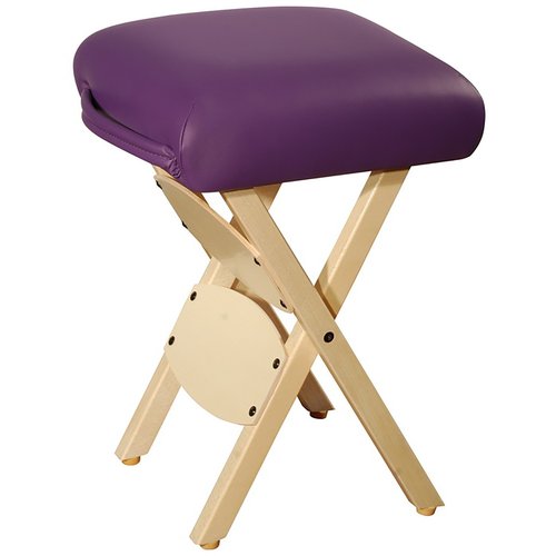 Master Massage Portable Folding Massage Stool - Lightweight Wooden Purple Tattoo Stool - 13" x 13" x 19" Modern, Minimalist Square-Shaped Cushion