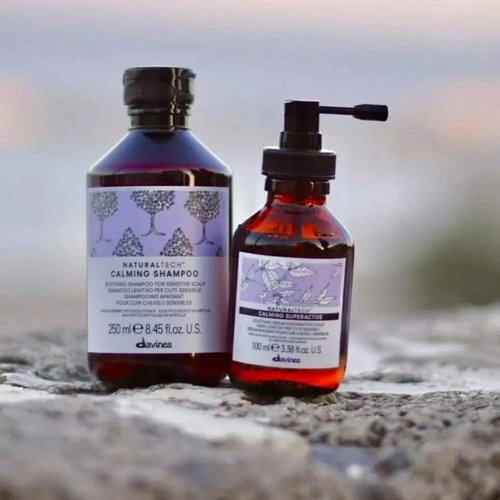 Davines Naturaltech CALMING Shampoo & Superactive Serum, Gentle Cleansing While Relieving Itch In Sensitive Scalps, Irritation Relief, 8.45 fl. oz. & 3.38 fl. oz.