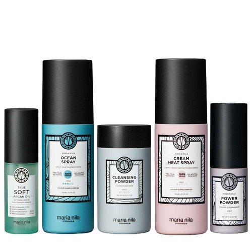 Maria Nila, The Styling Beauty Bag, 5 Styling Products to get Creative with your Looks, 100% Vegan & Sulfate/Paraben free