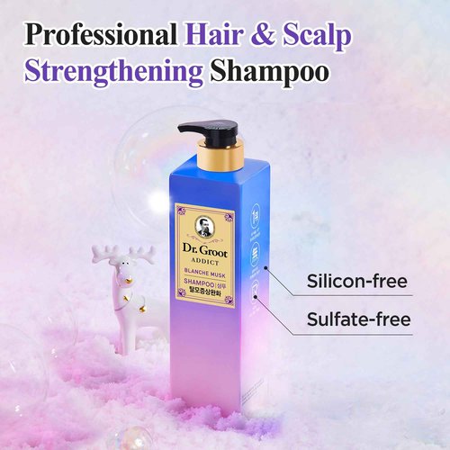 Dr. Groot Addict Shampoo (Blanche Musk, 23fl oz) - Professional Volumizing Shampoo | Thin, Damaged Hair & Odor Control, Amino Acid, Biotin, Silicone-Free | Korean Skincare