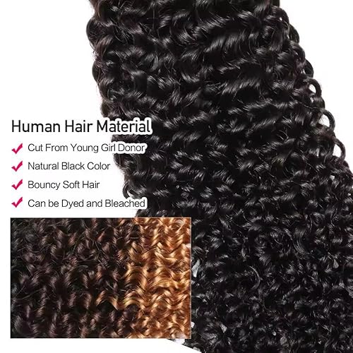 VIPbeauty16A Burmese Curly Human Hair Bundles 26 Inch 100% Unprocessed Brazilian Virgin Hair Quick Weave Bundles Human Hair Extensions Real Human Hair Natural Black
