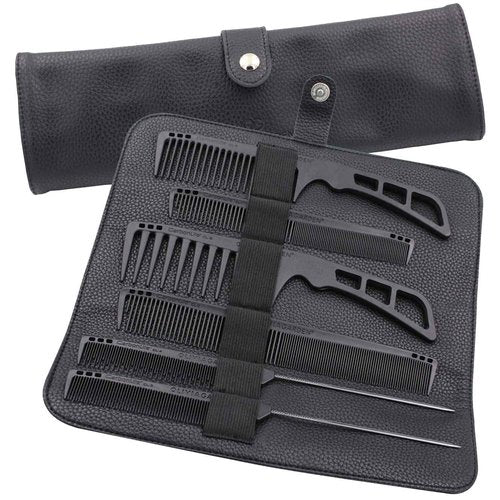 Olivia Garden CarbonLite carbon comb 6-pc pouch: 1 x CL-1, 1 x CL-2, 1 x CL-3, 1 x CL-4, 1 x CL-5, 1 x CL-6