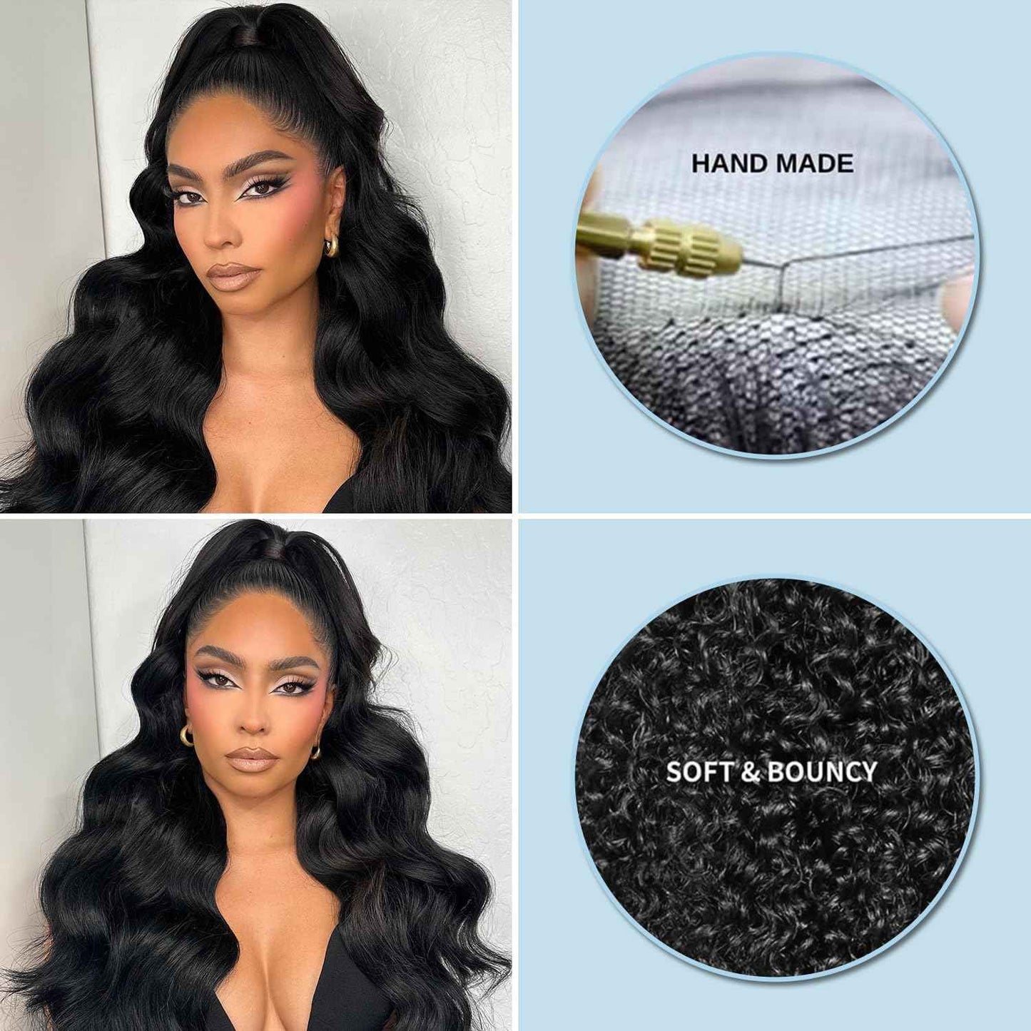 32Inch Wear and Go Glueless Wigs Human Hair Pre Cut 7x5 Black Body Wave Lace Front Wigs Human Hair 200% Density Bye Bye Knots Wigs