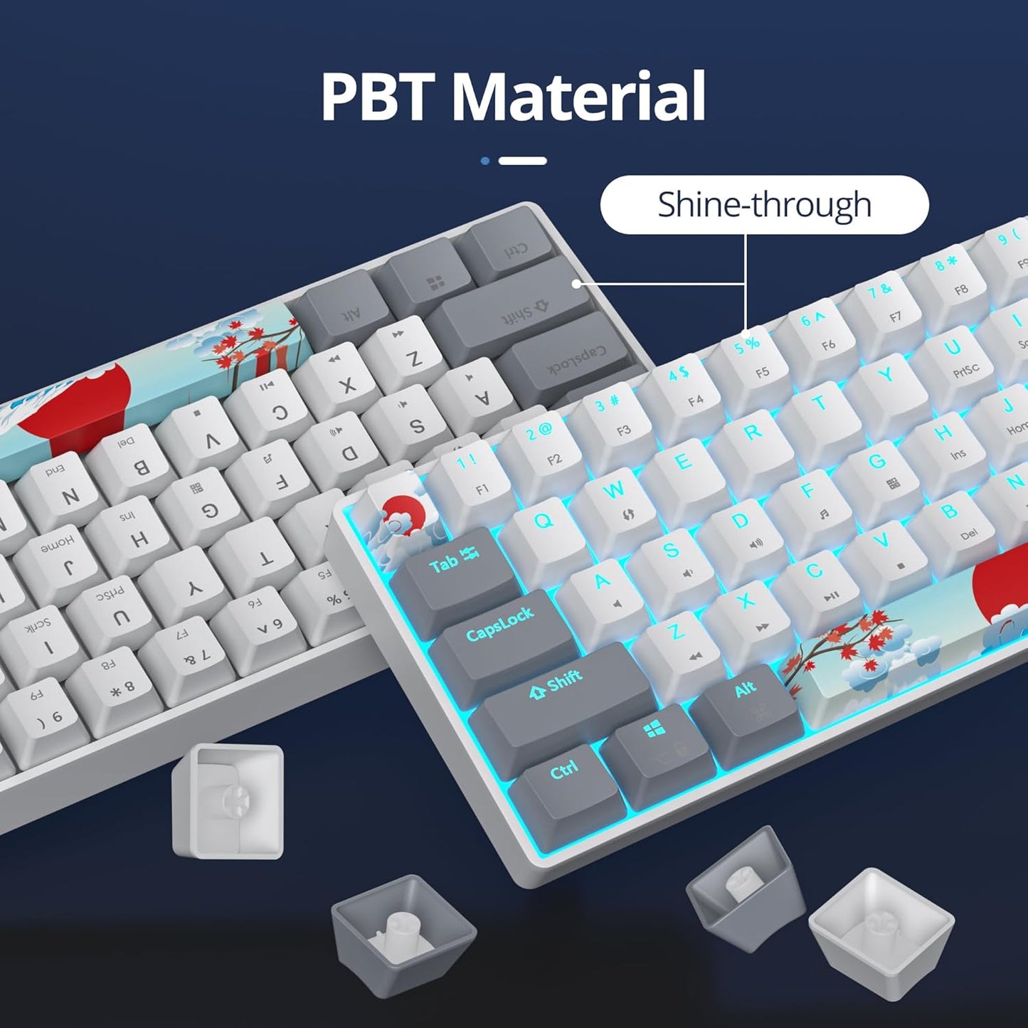 60 Percent Gaming Keyboard 61 Keys Wired Mechanical Keyboard Ultra Compact Key Board Red Switch LED Backlit for Windows Laptop Gamer