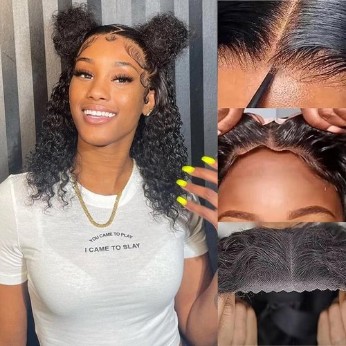 olimaruly Bob Wig Human Hair Wear and Go Glueless Bob Wigs Human Hair Pre Plucked Pre Cut Curly Bob Human Hair Wigs 4x4 HD Lace Closure Wigs for Black Women 16 Inch