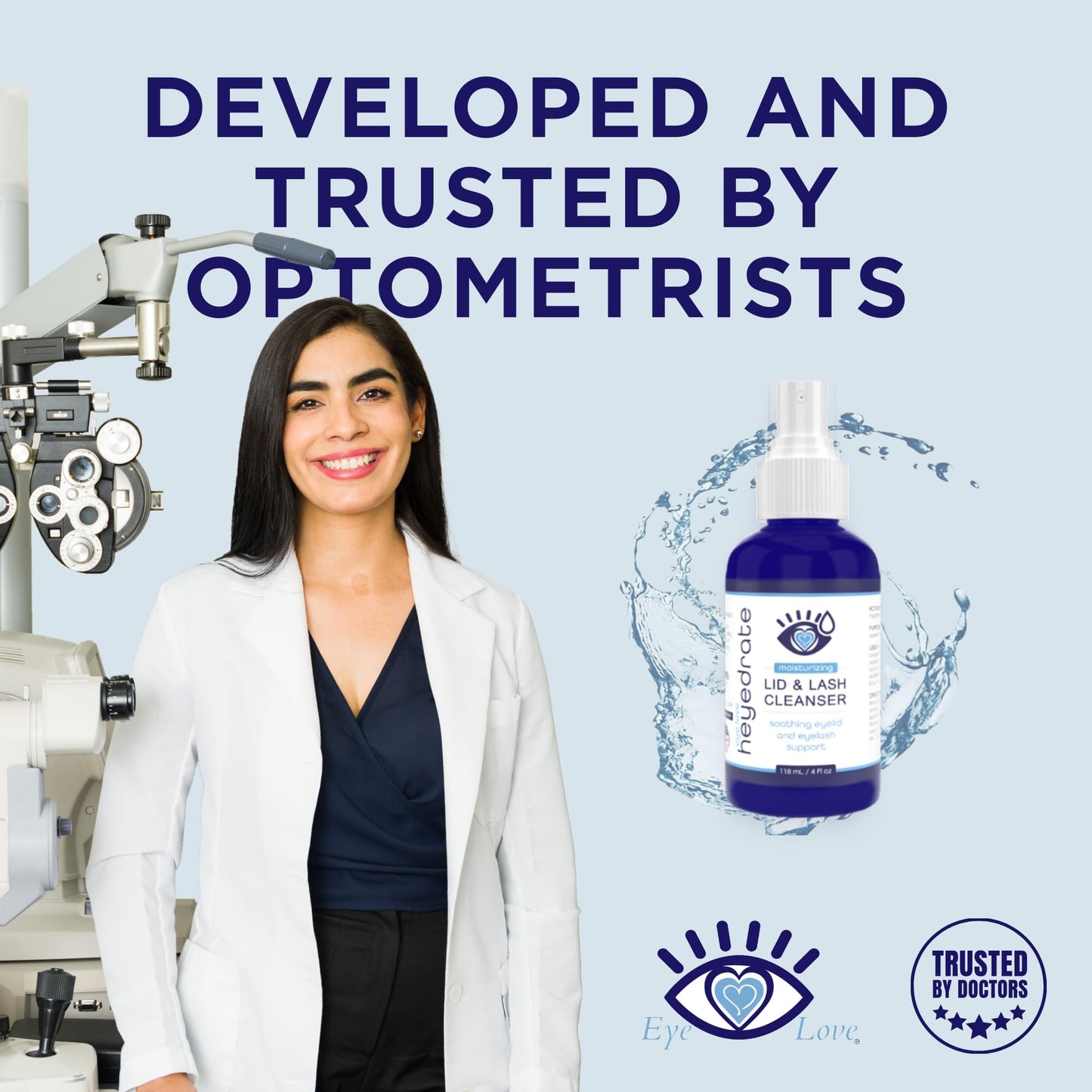 Lid and Lash Cleanser – 4oz Glass Bottle – Pure Hypochlorous Acid Spray for Soothing Dry Eye Irritation – Daily Eyelid & Lash Cleanser