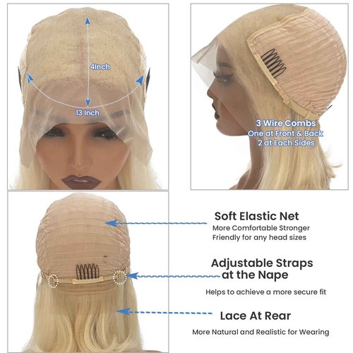 Ubetta White Blonde Lace Front Bob Wig Human Hair, Platinum Blonde 13x6 Lace Front Wigs Human Hair Pre Plucked White Blond Bob Wigs for Women 12 Inch 180% Density Bleachd Knots Swiss HD Lace