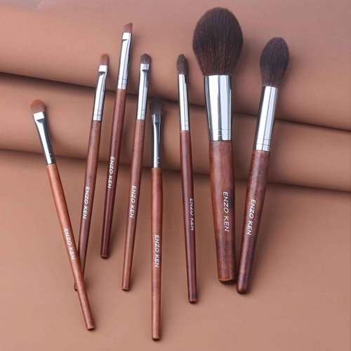 ENZO KEN Walnut Makeup Brushes Set Professional, Natural Pony Hair Makeup Brush Set with Case, Cosmetic Brushes Makeup Set, Natural Bristle Makeup Brushes, Natural Hair Make up Brush Set Professional.