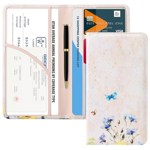 CoBak Car Registration and Insurance Holder - Vehicle Glove Box Car Organizer,Auto Truck Comparment Accessories Case with Magnetic Closure for Essential Document,Driver License,Cards