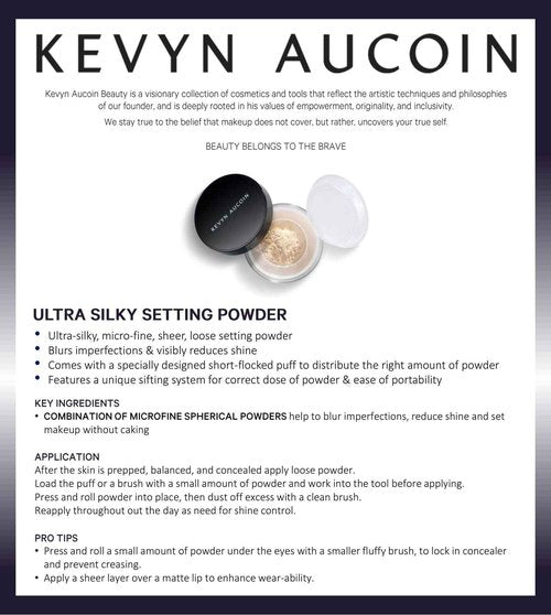 Kevyn Aucoin Smooth & Set Loose Powder with Puff: Universal shade, all skin types & tones. Sheer, lightweight, blends well, blurs imperfections, reduces shine. Makeup artist go to for even skin finish