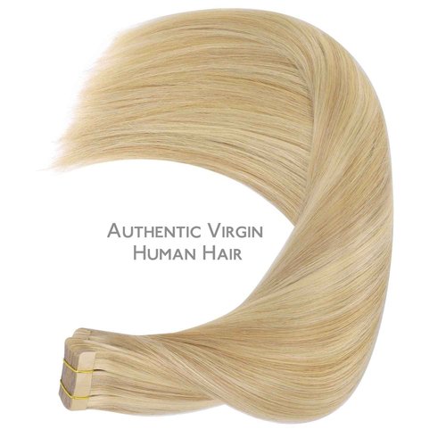 WENNALIFE Tape in Hair Extensions Human Hair, 20pcs 50g 20 inch Light Blonde Highlighted Golden Blonde Remy Hair Extensions Straight Human Hair Tape in Extensions Skin Weft Tape Extensions Human Hair