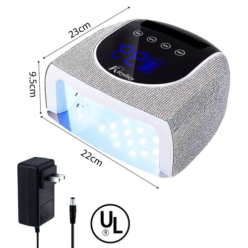 Kicylicy UV LED Nail Lamp,96W Rechargeable Cordless Nail Lamp Gel Polish UV Nail Lamp,Diamond Professional Curing Lamp with 4 Timer Setting,Handle,Big Display Auto Sensor for Salon & Home
