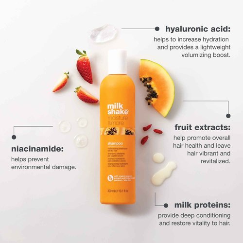 milk_shake Moisture & More Shampoo - Moisturizing Shampoo for Dry, Dull Hair | Restores Moisture and Shine | 33.8 Fl Oz/Tropical Scent