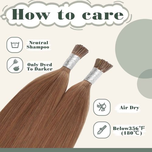 Sixstarhair I Tip Hair Extensions - Human Hair Invisible Red Brown Keratin Itip 20Inch Medium Auburn Cold Fusion Itip 50G/Pack 50 Strands
