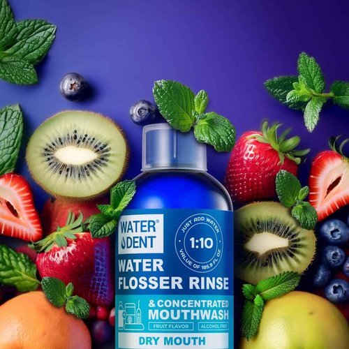 Concentrated Irrigant, Dry Mouth | Add to Water Flossers | Mild Mint & Fruit Flavor |1:10 = 186 fl.oz | Alcohol Free, Fluoride Free. Made in USA (PACK OF 2)