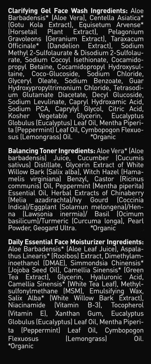 Brickell Men's Daily Face Cleanse Routine for Oily Skin, Alcohol Free Toner, Gel Facial Wash and Moisturizer, Natural and Organic, Scented