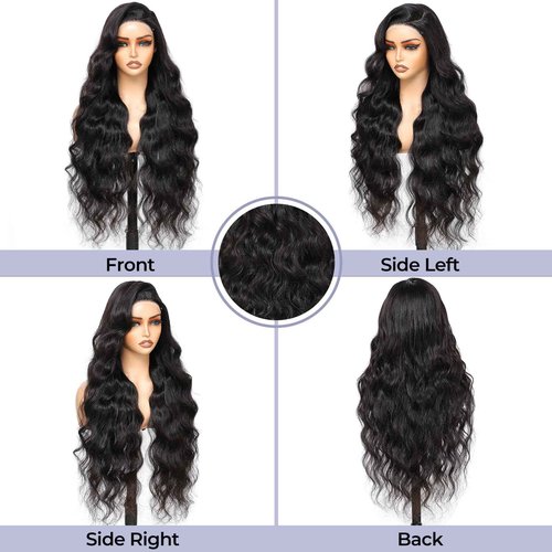 AceWig 30 Inch Body Wave Lace Closure Wigs Human Hair 180% Density 5X5 Lace Closure Human Hair Wig Pre Plucked with Natural Hairline Small Knots for Black Women