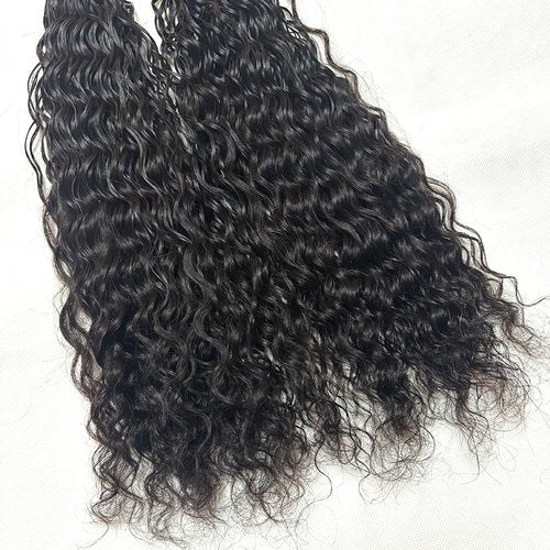 Pre-Divided Bulk Human Hair Wave Wave Braiding Hair for Boho Braids Double Drawn Curly Human Hair Bulk Extensions 16inch 200g for Black Women
