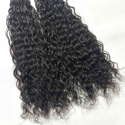 Pre-Divided Bulk Human Hair Wave Wave Braiding Hair for Boho Braids Double Drawn Curly Human Hair Bulk Extensions 18inch 200g for Black Women