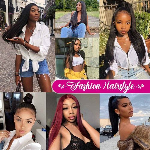 Hermosa 13x4 Lace Front Human Hair Wigs Pre Plucked with Baby Hair 180 Density 9A Straight Human Hair Lace Front Wigs for Black Women Black Color 14 Inch