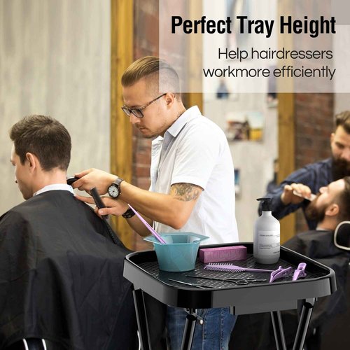 Folding Salon Tray, Salon Trolley, Salon Cart Tattoo Rolling Tray Station-Black