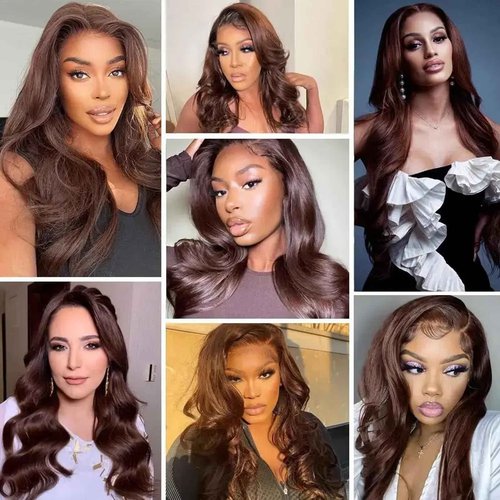 Syhunny 30 Inch Chocolate Brown Lace Front Wig Human Hair 200% Density Body Wave 13x6 HD Lace Front Wigs Human Hair Pre Plucked with Baby Hair Colored Frontal Wigs for Black Women