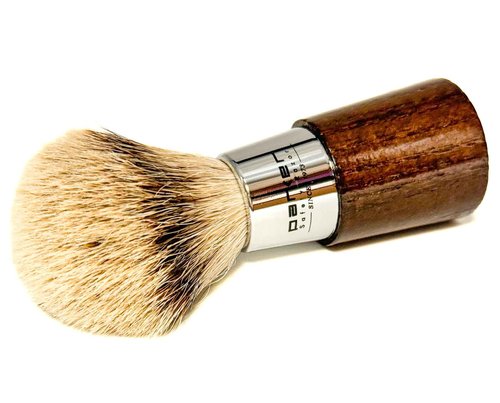 Parker Safety Razor Handmade Shaving Brush with 3-Band Silvertip Badger Bristles & Stand | Premium Walnut Wood & Chrome Handle | Luxury Wet Shave Tool for Men