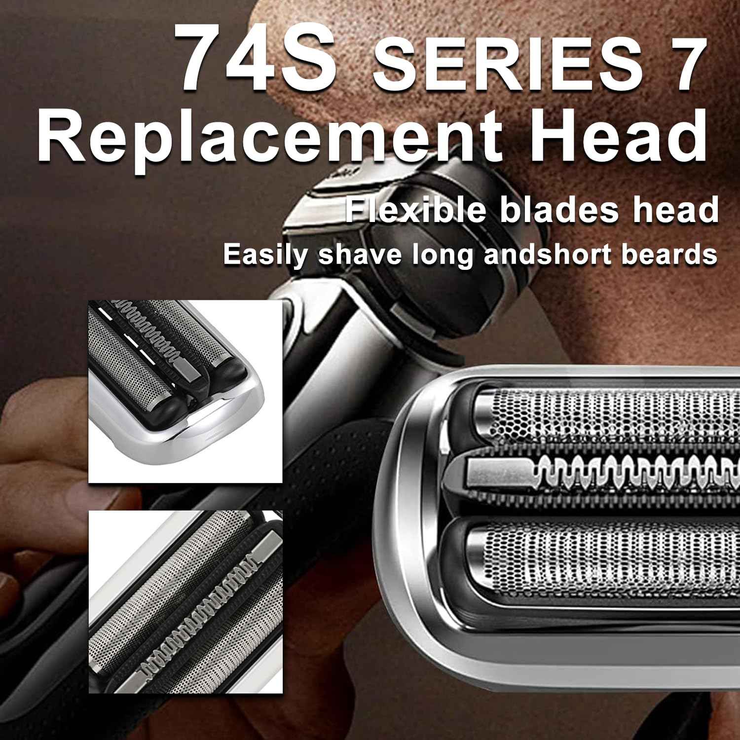 2PAKCS 74S Series 7 Electric Replacement Shaver Head Accessories Series 7 Electric Shaver blade Compatible with Braun Series 7 7120s, 7125s, 7127cs, 7171cc, 7175cc, 7185cc and 7189cc