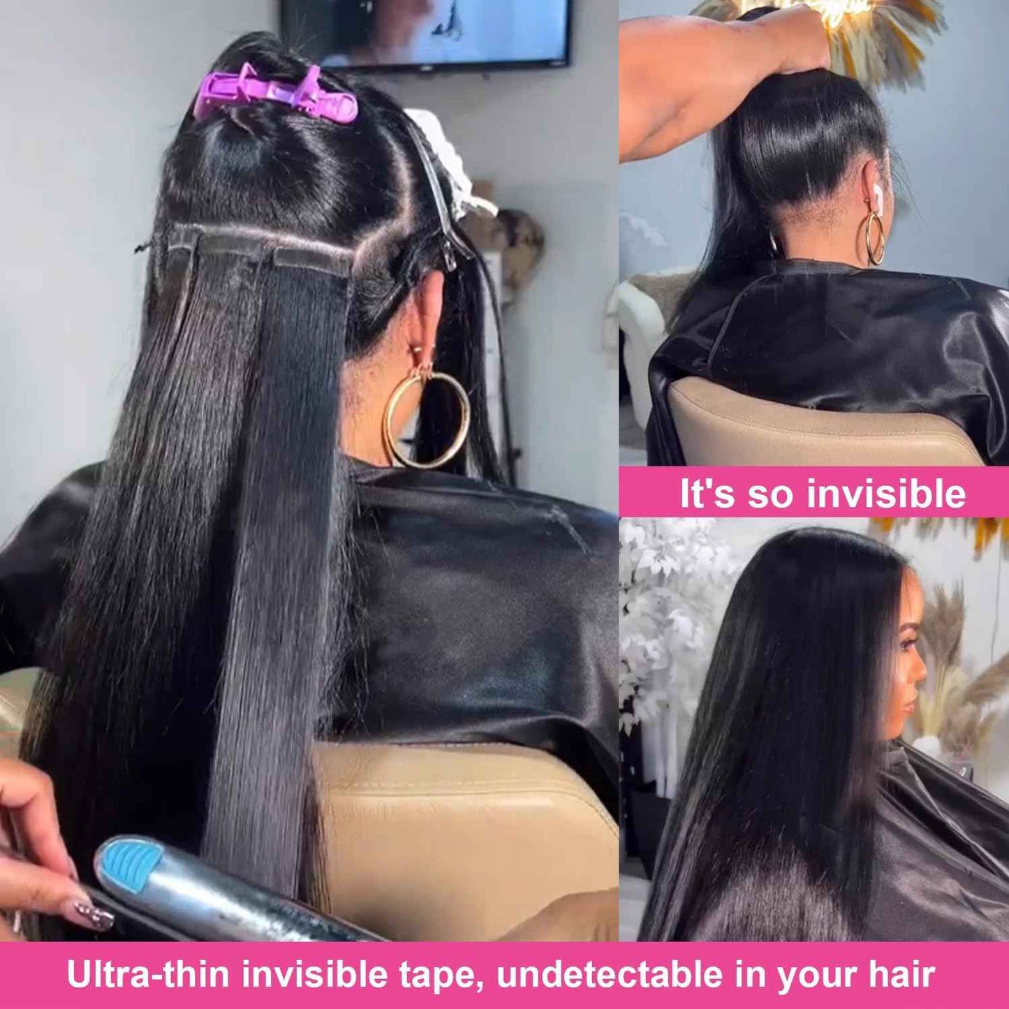 40pcs Tape in Hair Extensions Human Hair Kinky Straight Invisible Tape ins Hair Extensions Real Human Hair for Black Women 3c 4a Yaki Straight Tape Extensions 22 Inch