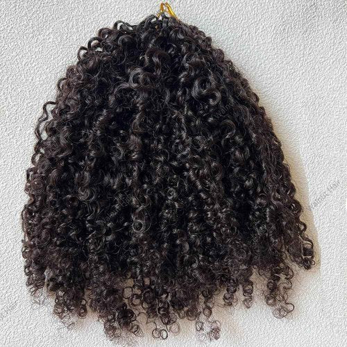 Knotless Pre Separated Crochet Human Hair Extensions Afro Kinky Curly Mongolian Virgin Braiding Hair Invisible Pre Looped Feather Braids Bundles For Black Women Walnut Hair 22inch 60g