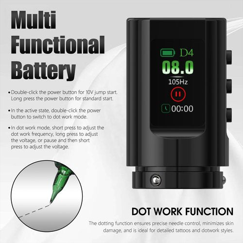 Tattoo Gun Kit Wireless Tattoo Kit Complete for Beginner, Urex G2 Tattoo Machine Kit Professional, 7 Adjustable Stroke Tattoo Pen, Dual 1600 mAh Machine Gun Battery, 20pcs Mixed Cartridge Needles