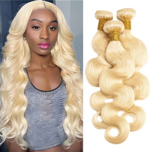 613 Bundles Human Hair Body Wave 18 20 22 Inch Blonde Human Hair 3 Bundles 12A Grade 100% Unprocessed Brazilian Virgin Hair 613 Body Wave Bundle 300G Machine Double Weft