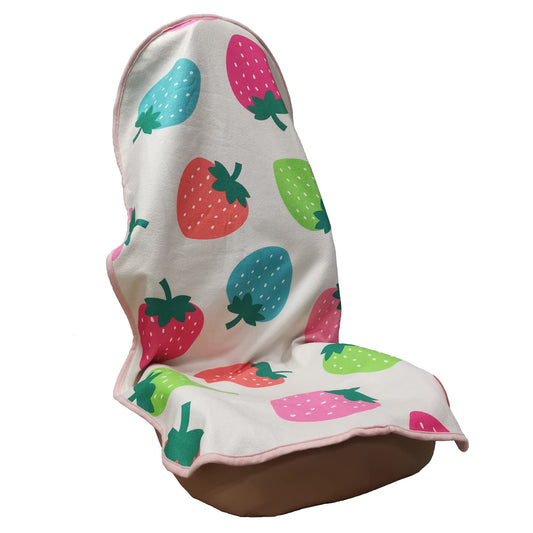 LoyaGour Car Seat Cover Protector Front Seats,for Gym Workout,Running,Swimming,Beach and Hiking,Waterproof Sweat Towel Bucket Seat Covers for Cars SUV Trucks (Strawberry, 1Pcs)